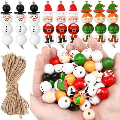 Christmas Snowman Wooden Beads Set DIY Xmas Tree Hanging Pen
