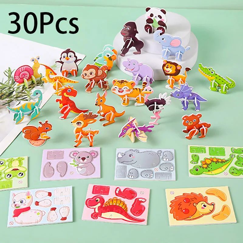 30Pcs Cute Animal Paper Jigsaw Puzzles DIY Educational Toy f