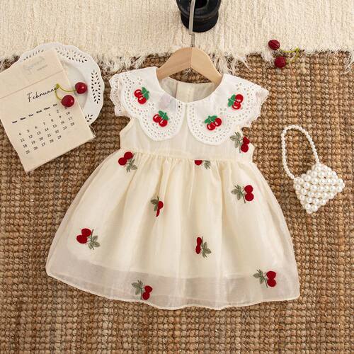 Baby Girl Princess Dress Summer Cherry Embroiderey Doll Coll