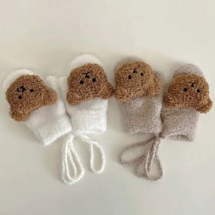 1-4Y Cartoon Bear Baby Mittens Winter Warm Kids Baby Girl Gl
