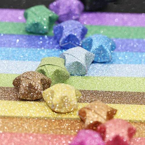 140 Sheets Glitter Paper Origami Stars Paper Strips Lucky St