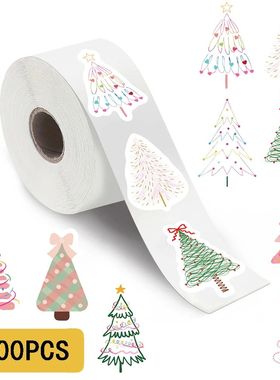 500PCS Christmas Tree Roll Sticker Catoon Laptop Phone Retro