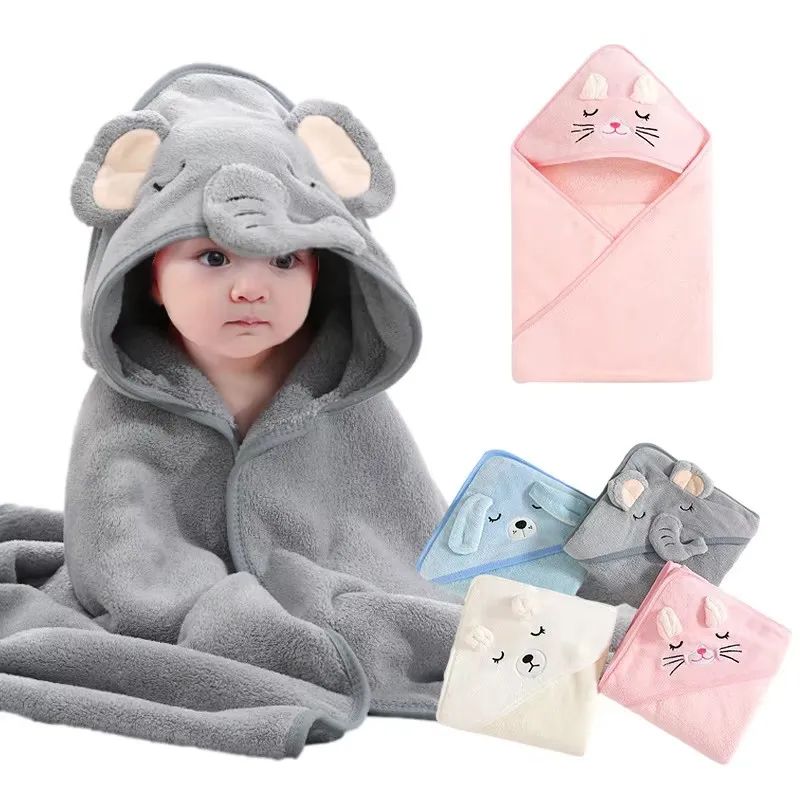 Cartoon Baby Bath Towels Soft Newborn Hooded Towel Blanket C