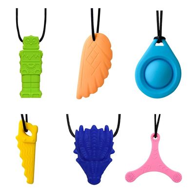 1pcs Gem Silicone Teethers Crystal Chew Necklace Sensory Pan