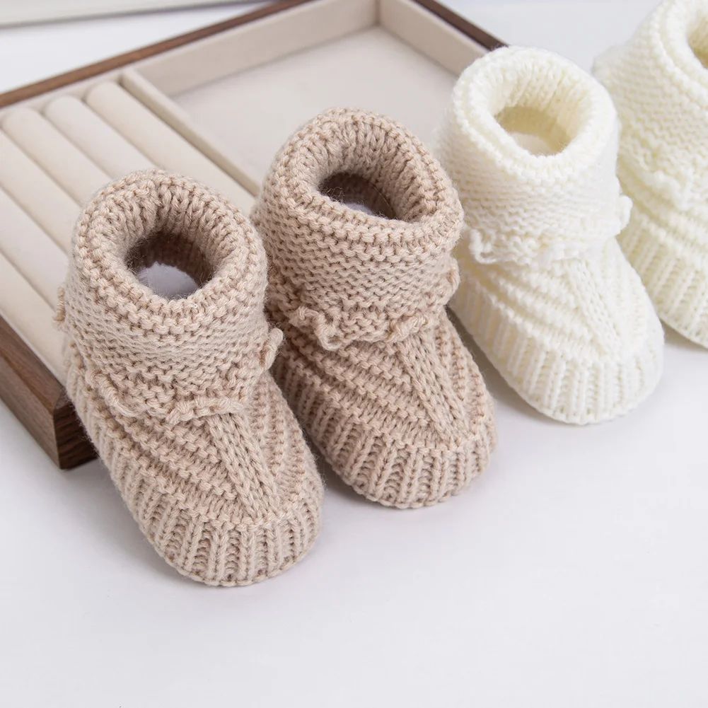 2Pcs/Pair Baby Knit Socks 0-12M Solid Cochet  Walking Socks