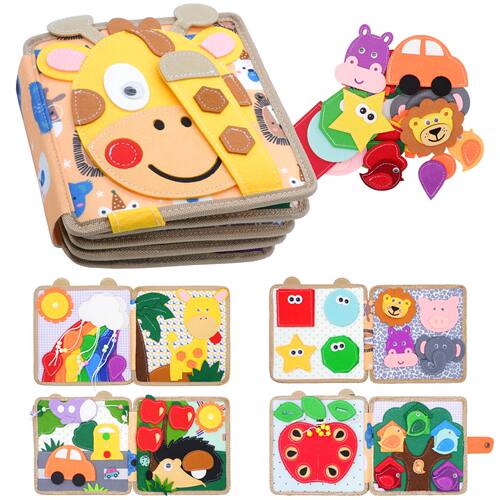 Toddler Busy Board Montessori Toys Giraffe Felt Quiet Book K