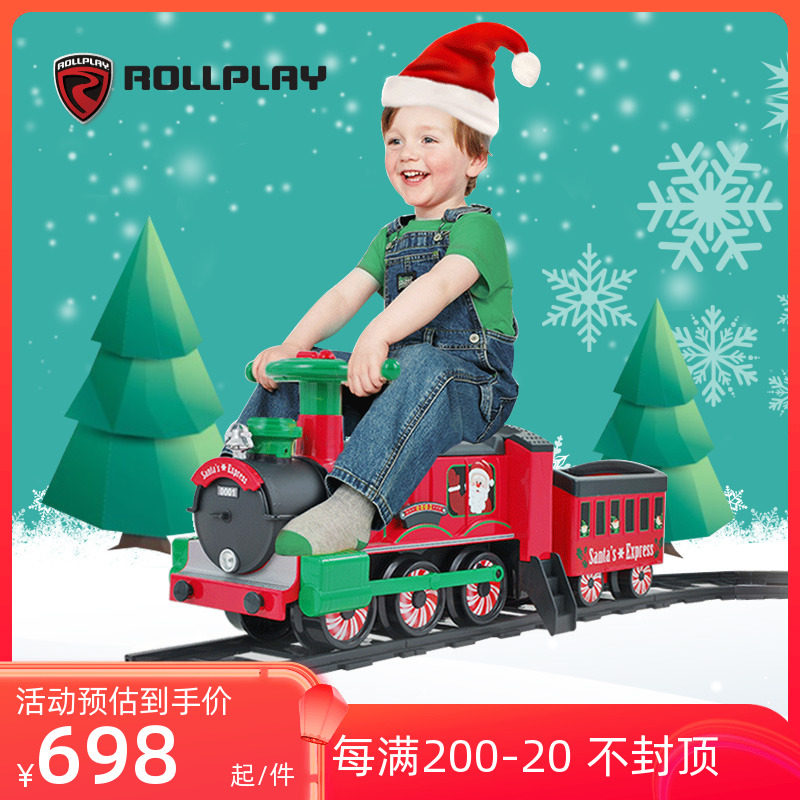ROLLPLAY如雷儿童轨道小火车可坐人电动车1-3岁宝宝圣诞礼物玩具