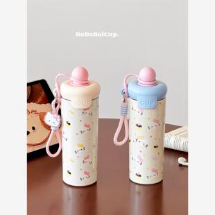 吸管保温杯女生高颜值2025新款学生上学专用杯子便携kt猫水杯316