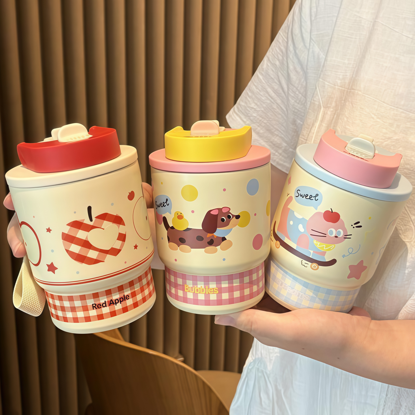 可爱吸管杯子保温杯学生儿童上学专用新款2025女生高颜值便携水杯