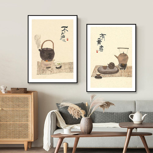 茶室客厅新中式简约禅意装饰挂画