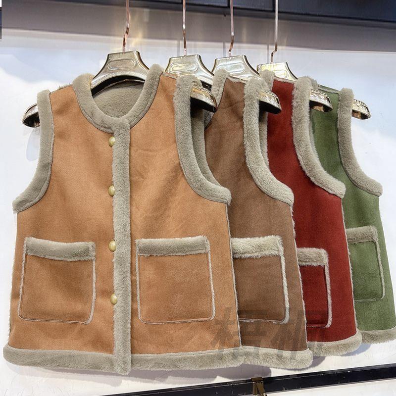 2025秋冬仿羊羔毛百搭皮毛一体外穿保暖休闲背心坎肩马夹外套女
