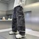 裤 2025新款 中大儿童秋冬宽松迷彩阔腿裤 男童工装 男孩帅束脚裤 加绒
