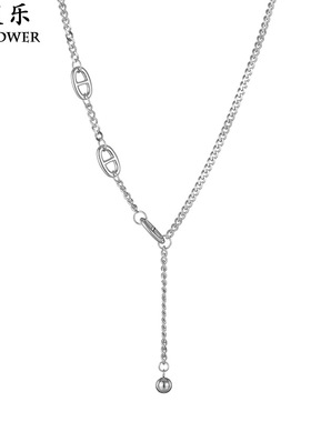 个性复古简约不锈钢吊坠女士项链小众设计轻奢锁骨链义乌饰品