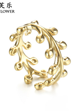 跨境爆款镂空个性设计钛钢开口戒指女级感轻奢小众对戒指环情侣