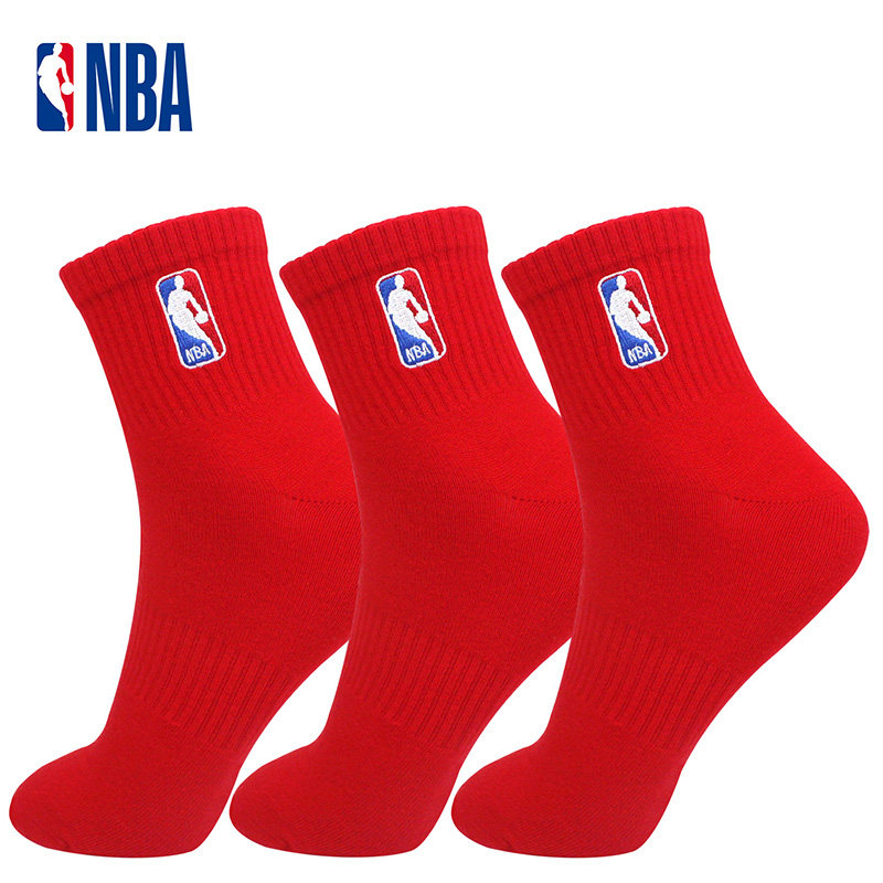 NBA红色袜子马年本命年男女鸿运新年结婚喜庆棉中筒运动休闲吸汗