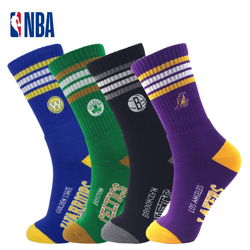 NBA袜子男高筒毛巾底加厚运动休闲吸汗透气健身训练篮球勇士湖人