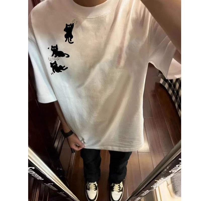 重磅纯棉短袖t恤女2025夏季新款爆款小众宽松半袖上衣情侣款男女