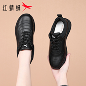 真皮软底妈妈鞋 红蜻蜓女鞋 子女士休闲皮面运动鞋 女皮鞋 秋季 黑色鞋
