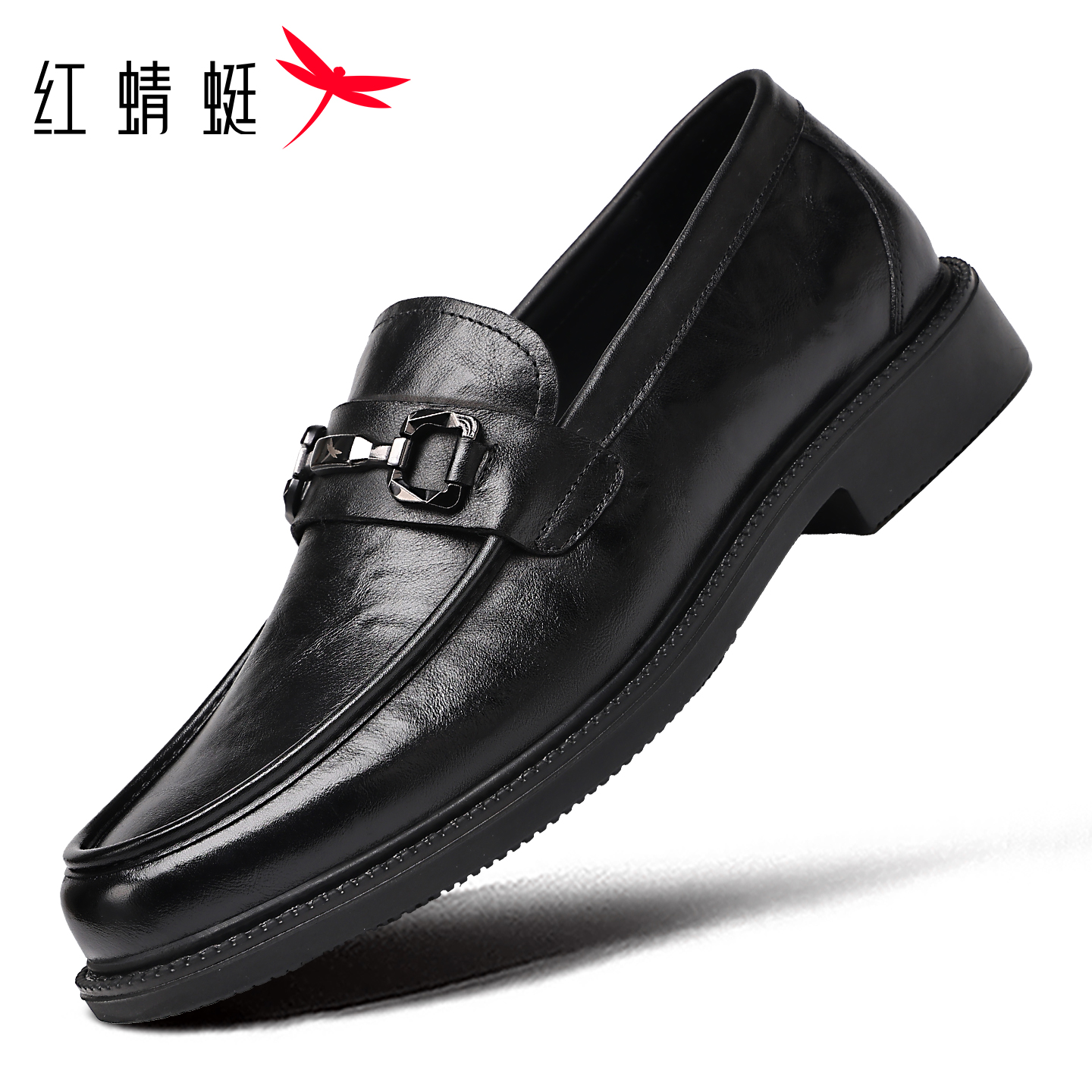红蜻蜓品牌黑色男士乐福鞋