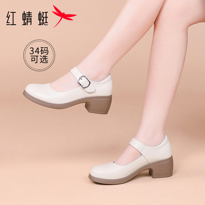 女鞋春秋鞋子单鞋女真皮高跟鞋