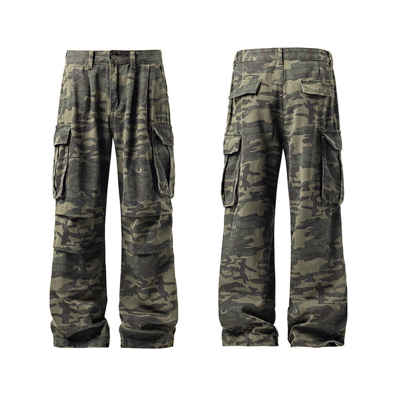 男士潮牌复古阔腿直筒休闲裤