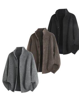 【NO LOGO PLUS】高品质仿羊毛混纺半高领开衫纽扣男士毛衣外套