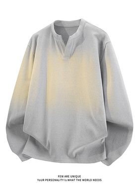 【NO LOGO PLUS】mystyle男士保暖德绒打底衫灰色v领加厚长袖上衣