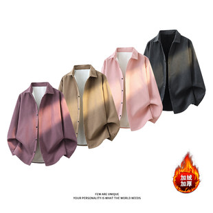 【NO LOGO PLUS】mystyle桃皮绒衬衫加绒保暖复古宽松男衬衫外套