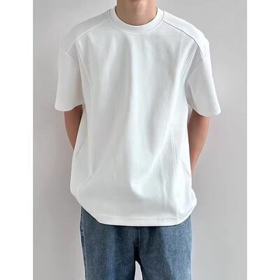 【NO LOGO PLUS】 男士简约潮流设计感结构圆领短袖休闲流行新款T