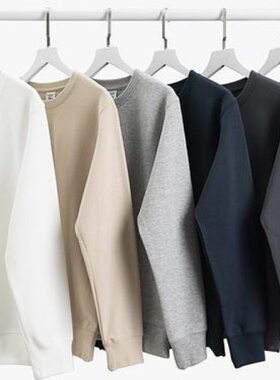 【NO LOGO PLUS】男士重磅春秋季早春复古圆领卫衣纯色套头上衣