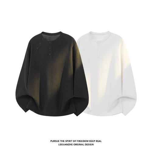 春季港风圆领长袖T恤男士打底衫