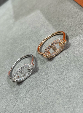 V金镀金经典猪鼻子戒指高级感女生超闪轻奢18K质感气质小红书热卖