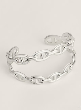 Chaine d'ancre Enchainee双圈猪鼻子手镯925纯银