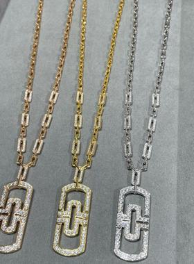 V金镀金镂空回纹针项炼高级感女生超闪轻奢18K质感气质小红书热卖