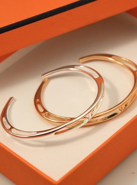 Chaine d'Ancre Punk手镯纯银镀金光面简约时尚轻奢