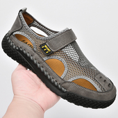 健腾公羊断码 男 户外登山涉水沙滩洞洞鞋 清仓特价 透气网面包头凉鞋