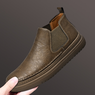 健腾公羊断码清仓特价切尔西靴男真皮中帮休闲皮鞋马丁靴厚底短靴