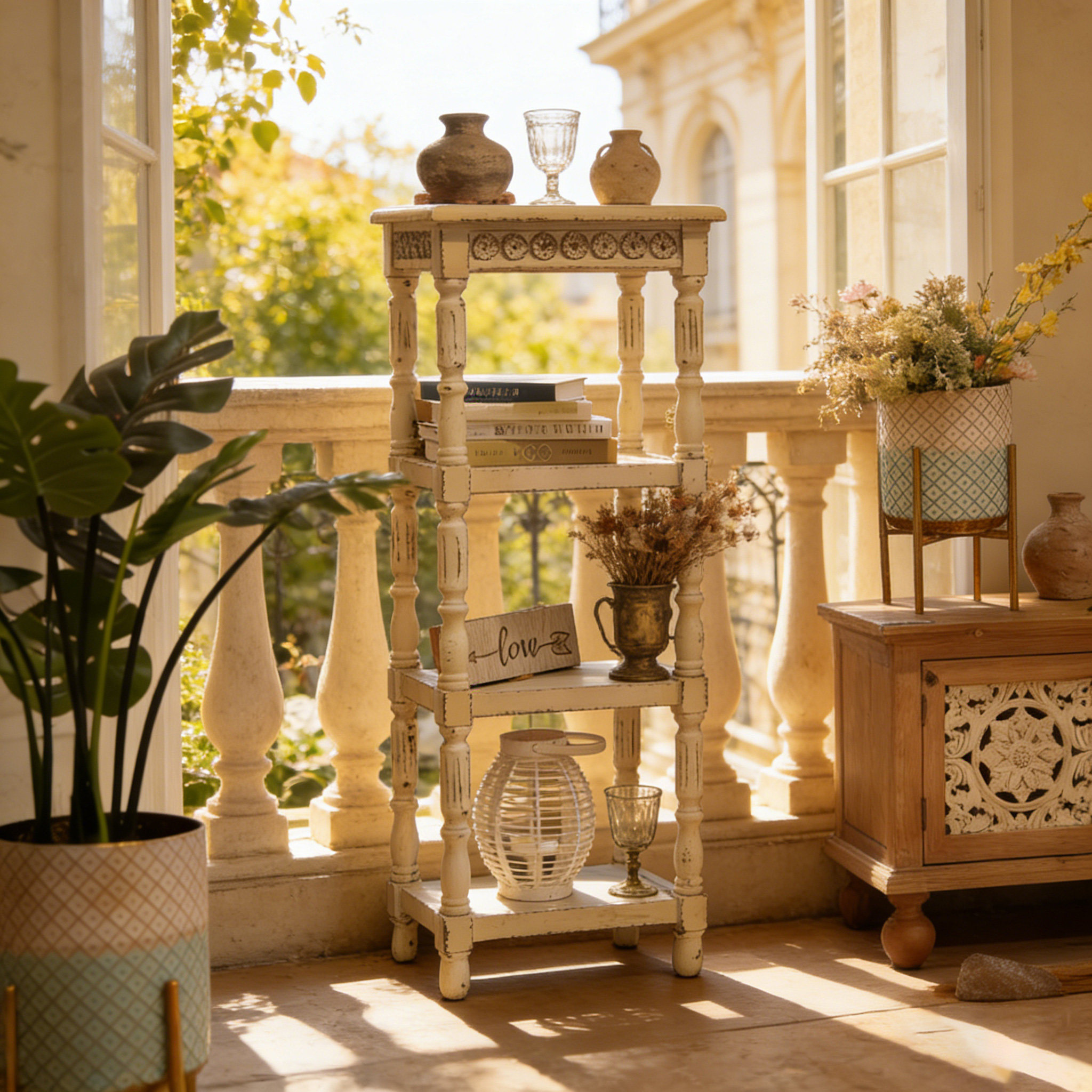 复古做旧实木罗马柱置物架 客厅角落收纳架 窄款落地书架 民宿风