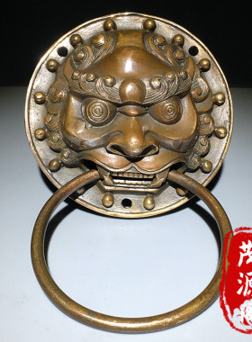 大门家居拉手纯黄铜大门狮子头