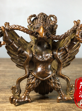 纯铜雕刻大鹏金翅鸟大鹏鸟密宗护法铜器吉祥招财摆件挂件装饰收藏