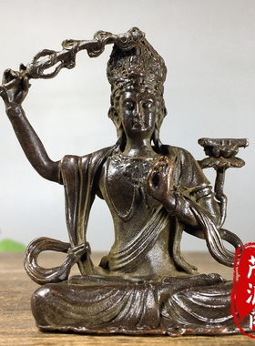 古玩老物件纯铜文殊菩萨佛铜像家居佛堂供奉招财转运风水摆件收藏
