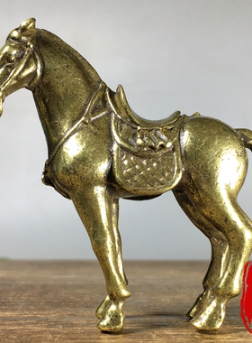 复古纯铜实心唐马战马十二生肖马到成功招财铜马风水铜器茶宠装饰