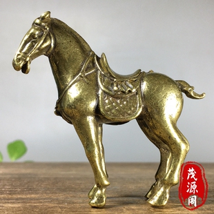 饰 复古纯铜实心唐马战马十二生肖马到成功招财铜马风水铜器茶宠装