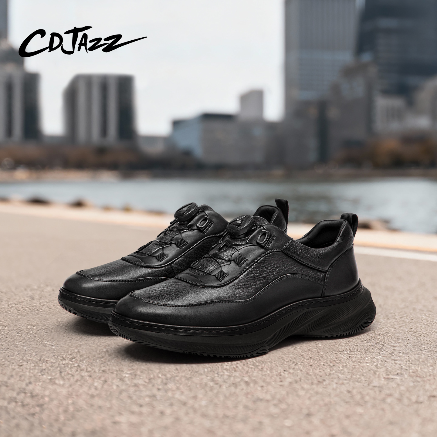 【稀有鹿皮】CDJAZZ卡地爵士黑色运动鞋 耐磨缓震男士休闲鞋男鞋