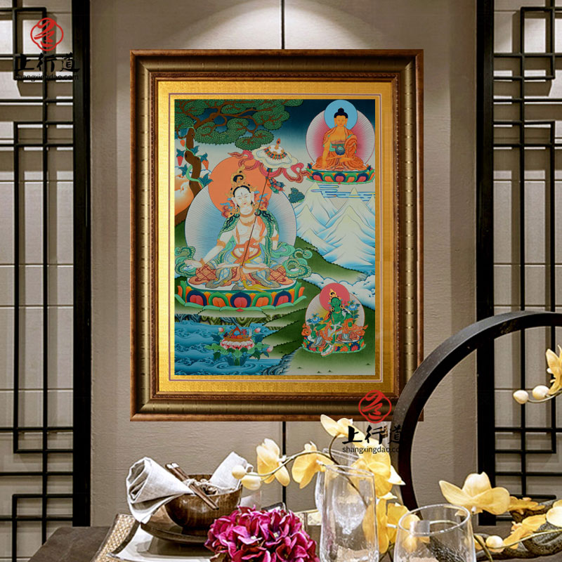 彩绘菩萨佛像玄关装饰画挂画