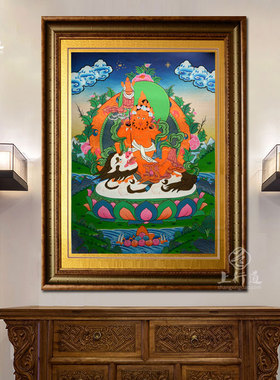 彩绘财神佛像书房玄关装饰画