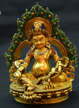 上行道铜摆件民族书房手工黄财神