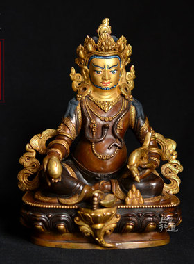尼泊尔鎏金雕花藏巴拉密宗黄财神