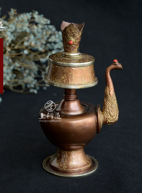 密宗尼泊尔手工鎏金净水瓶