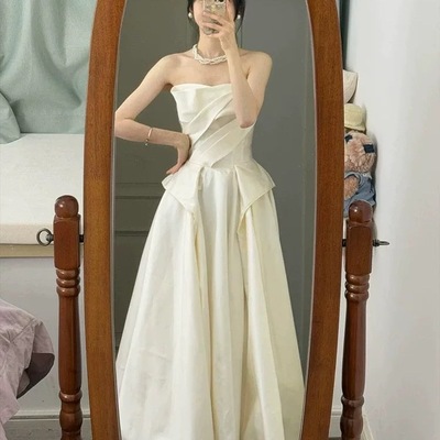 法式缎面抹胸小个子轻奢小众婚纱